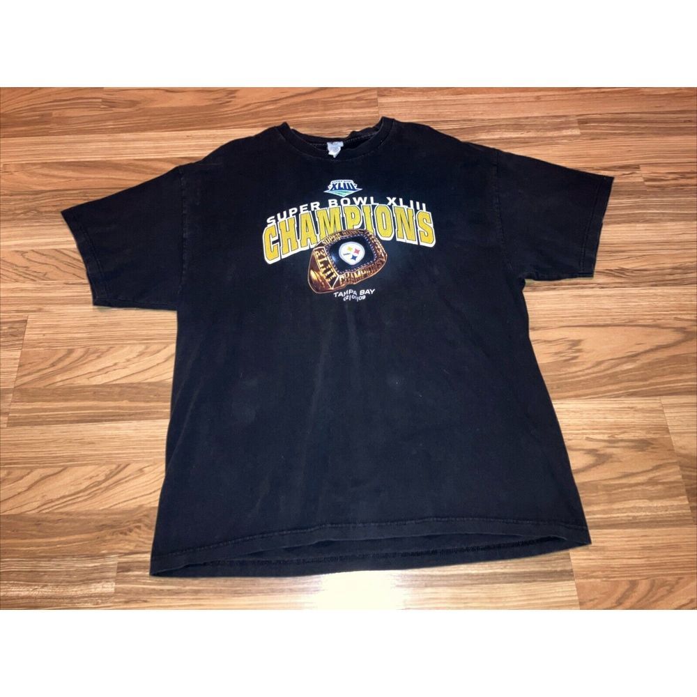 Vintage Steelers Super Bowl Champions Shirt Mens 2XL Black Pittsburg Tee